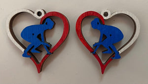 Woman Wrestler Wooden Earrings | Girls Wrestling Jewelry by Cate's Concepts, LLC, handmade jewelry detail photo 2