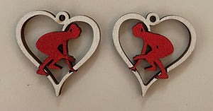 Woman Wrestler Wooden Earrings | Girls Wrestling Jewelry by Cate's Concepts, LLC, handmade jewelry detail photo 3