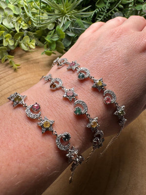 Watermelon Tourmaline Celestial Bracelet by Copper Ashes