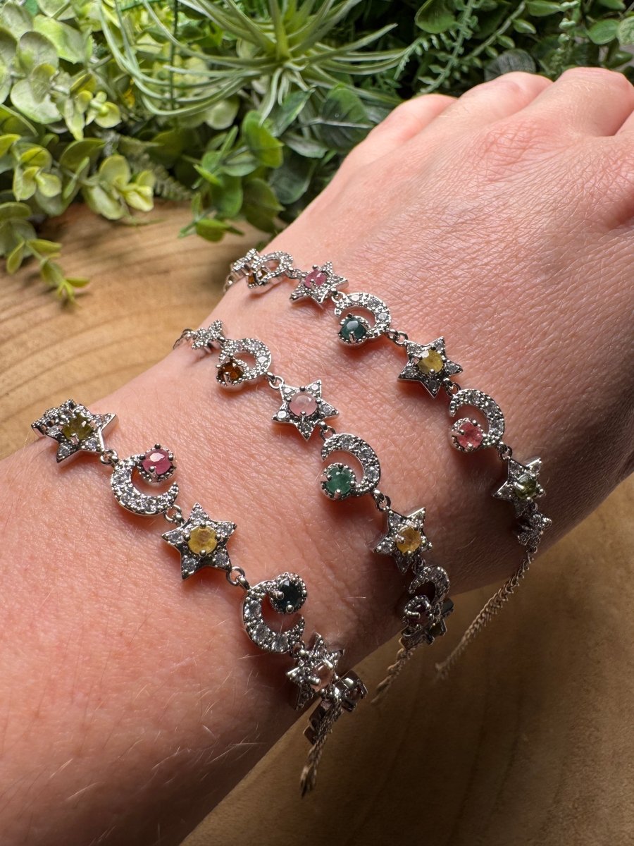 Watermelon Tourmaline Celestial Bracelet by Copper Ashes