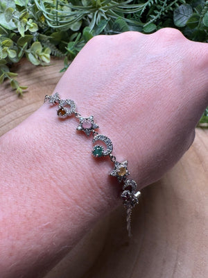 Watermelon Tourmaline Celestial Bracelet detail view by Copper Ashes