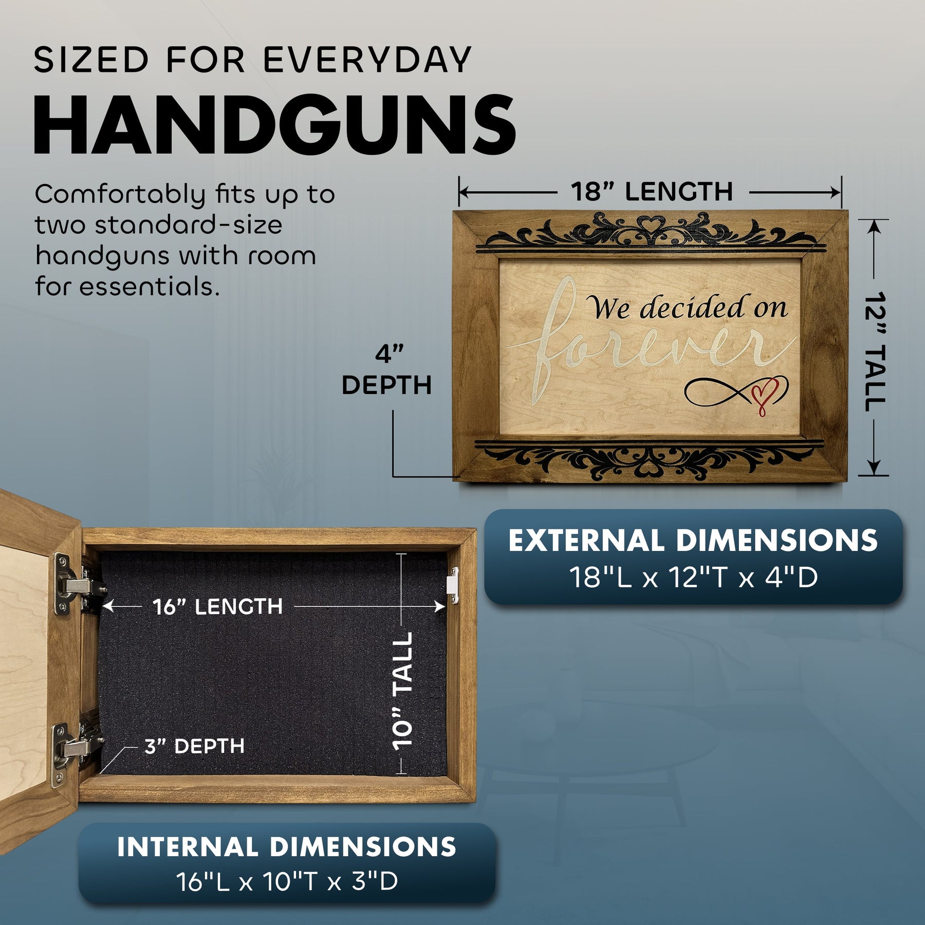 We Decided On Forever Hidden Gun Safe, Concealed Pistol Storage, Wood Gun Cabinet, Handcrafted, Gun Concealment Furniture