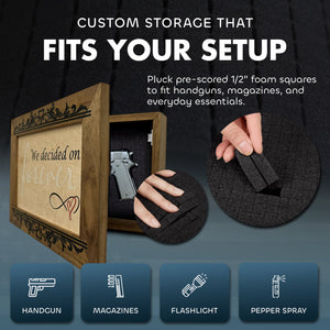 We Decided On Forever Hidden Gun Safe, Concealed Pistol Storage, Wood Gun Cabinet, Handcrafted, Gun Concealment Furniture