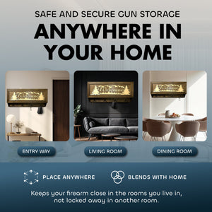 Mountain Scene Welcome Concealment Decor - Handcrafted Wooden Gun Cabinets - Gun Shelf Hidden Storage for Rifles, Shotguns, & Handguns - Quick Access by Bellewood Designs
