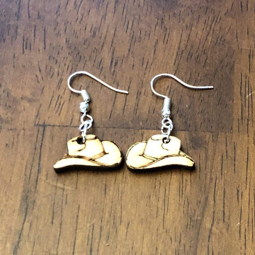 Cowboy Hat Wooden Dangle Earrings | Western Jewelry by Cate's Concepts, LLC, handmade jewelry detail photo 3