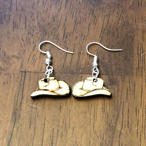 Cowboy Hat Wooden Dangle Earrings | Western Jewelry by Cate's Concepts, LLC, handmade jewelry detail photo 3