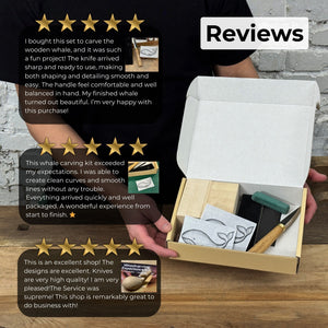 Whale Carving Kit - Complete Starter Whittling Kit for Beginners, Adults, Teens, and Kids detail view by Sharky Forged Steel