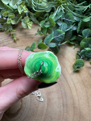 Whimsical Crystal Mushroom Necklace detail view by Copper Ashes