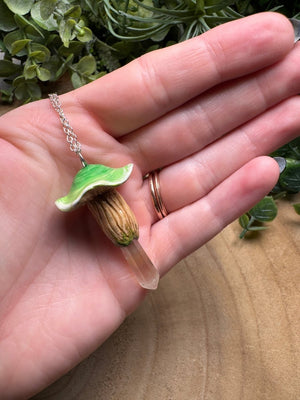 Whimsical Crystal Mushroom Necklace by Copper Ashes