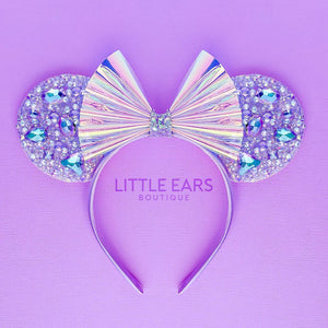 White Iridescent Sparkle Ears by Little Ears Boutique, scented candle detail photo 3