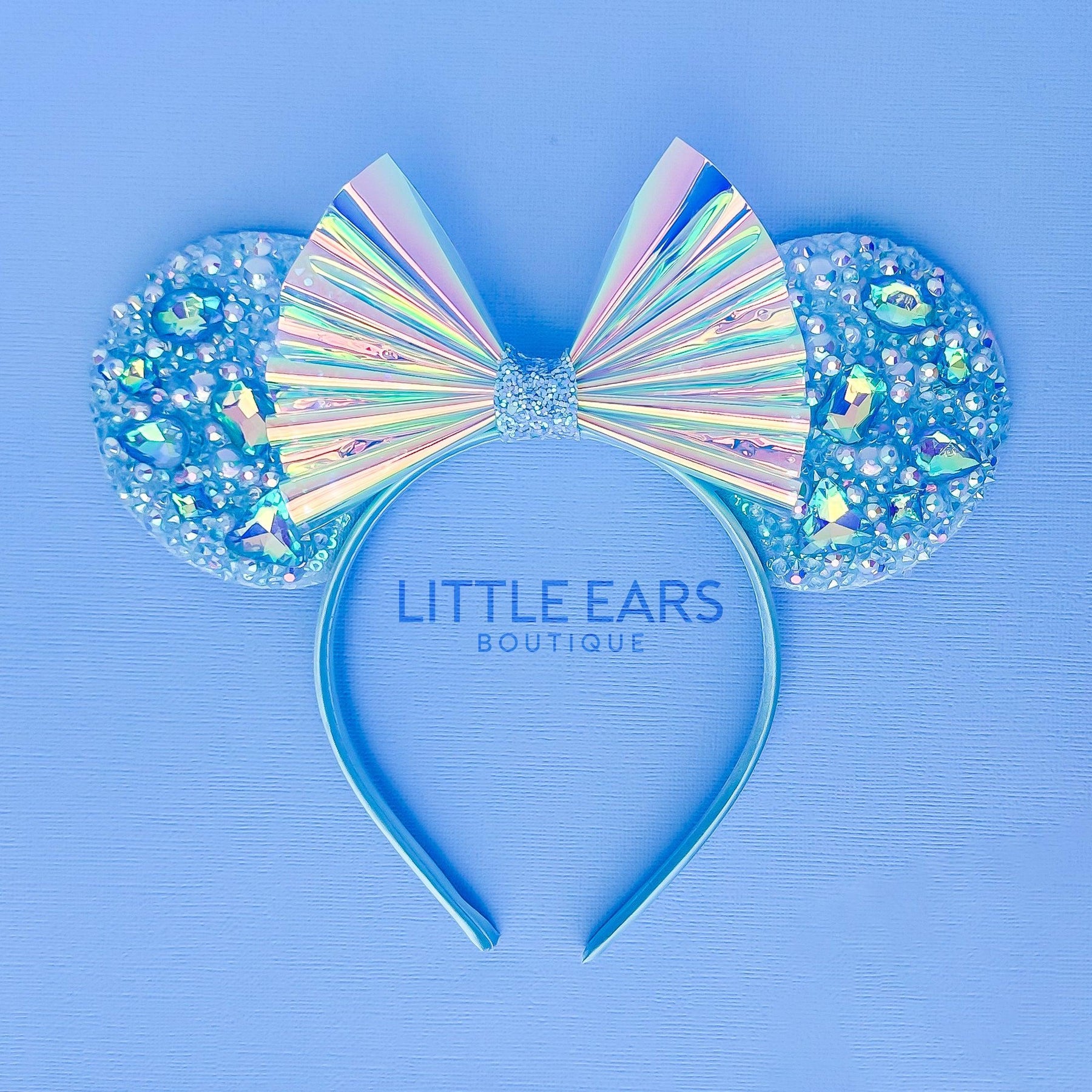 White Iridescent Sparkle Ears by Little Ears Boutique, scented candle detail photo 4
