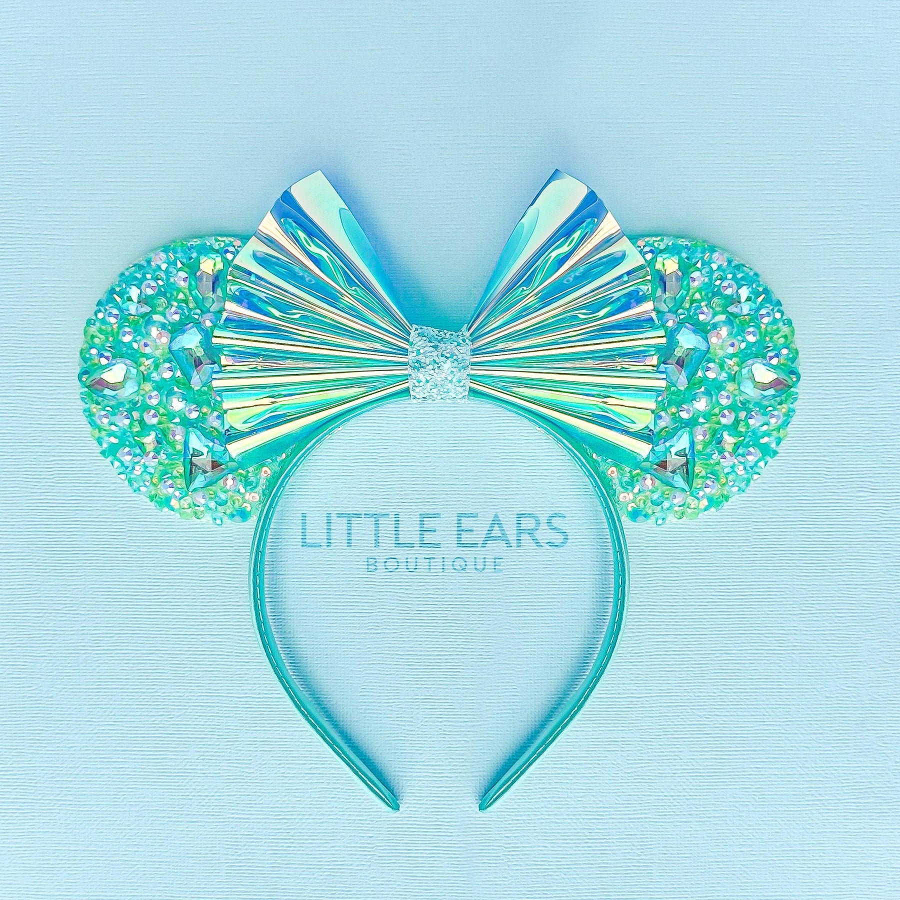 White Iridescent Sparkle Ears by Little Ears Boutique, scented candle detail photo 5