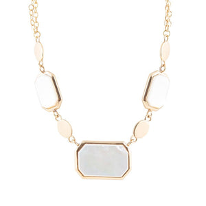 White Mother of Pearl and Golden Bronze Statement Necklace by Barse Jewelry