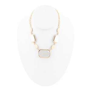 White Mother of Pearl and Golden Bronze Statement Necklace detail view by Barse Jewelry