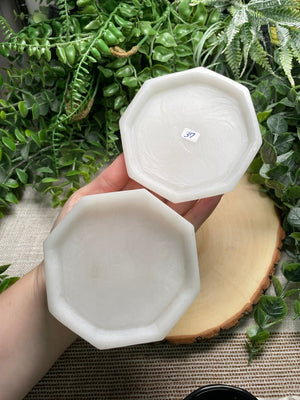 White Synthetic Jade Dish by Copper Ashes