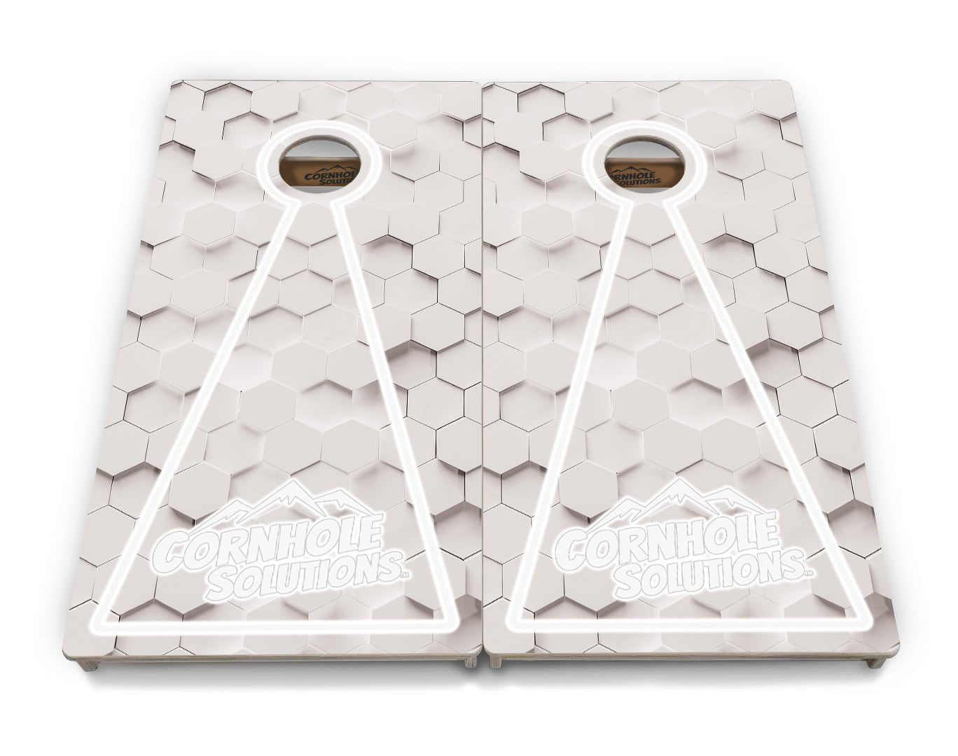 Glow Hole White Background Cornhole Boards - Professional Tournament Series