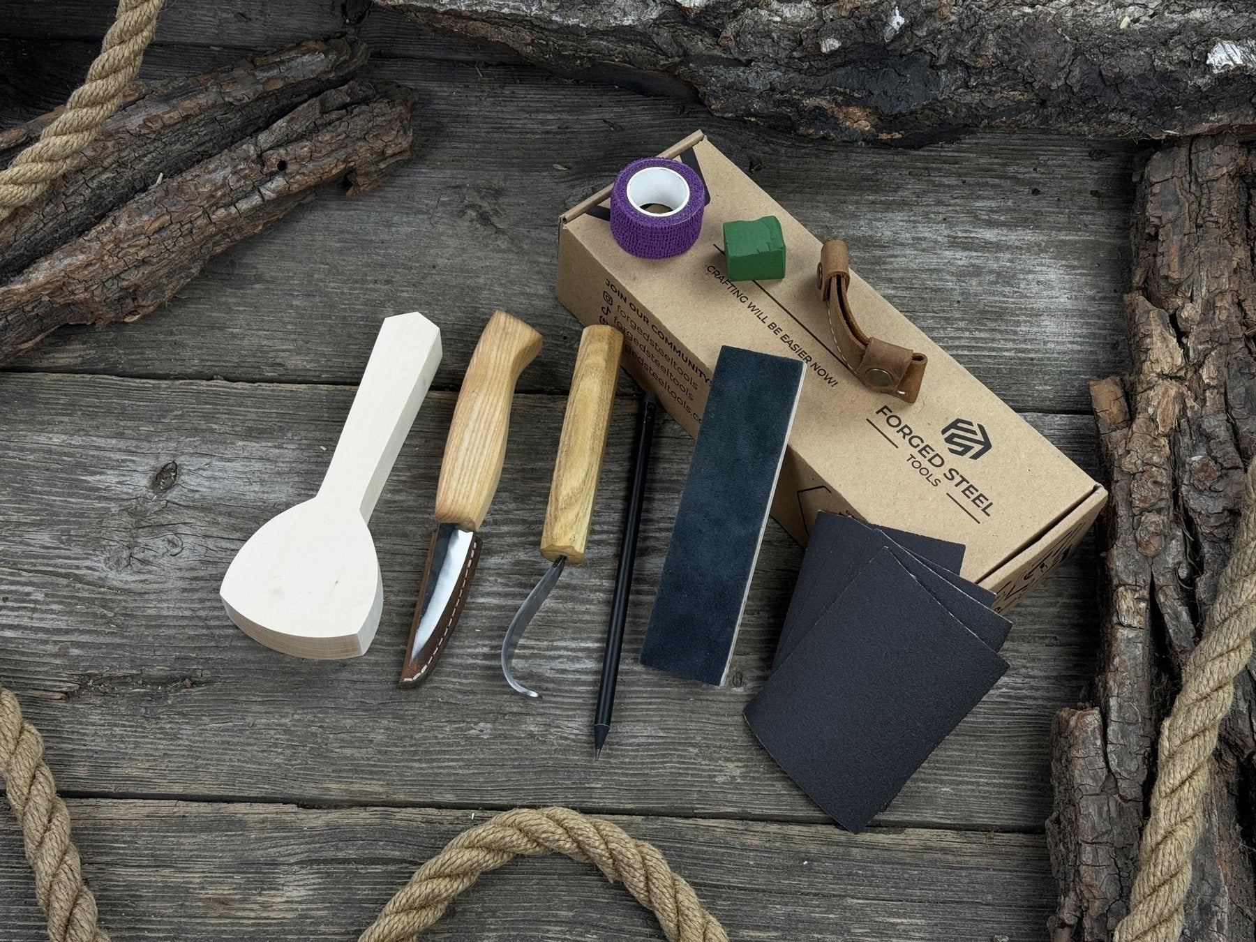 Whittle Your First Spoon – Beginner-Friendly Wood Carving Kit by Sharky Forged Steel Tools
