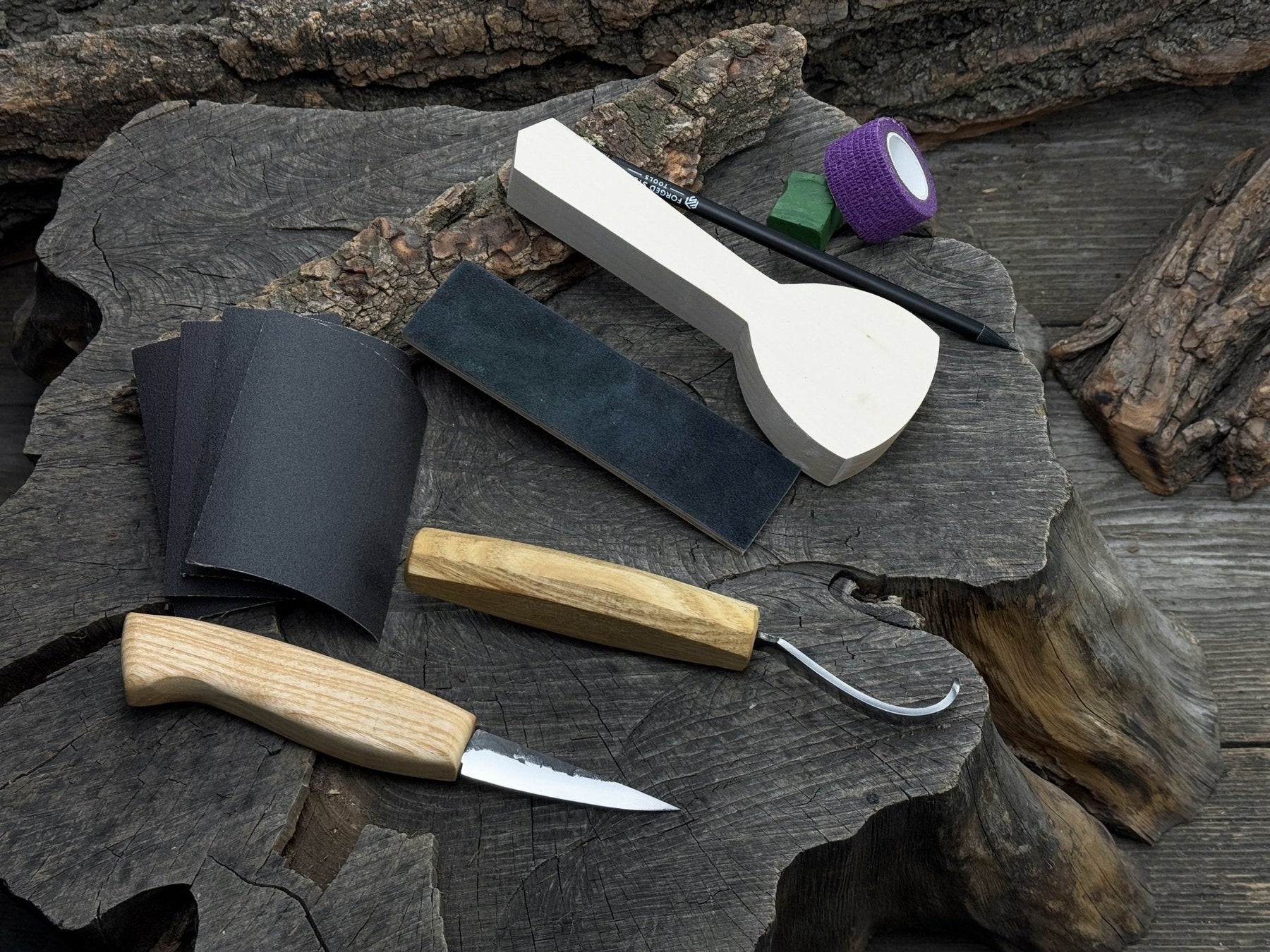 Whittle Your First Spoon – Beginner-Friendly Wood Carving Kit detail view by Sharky Forged Steel Tools