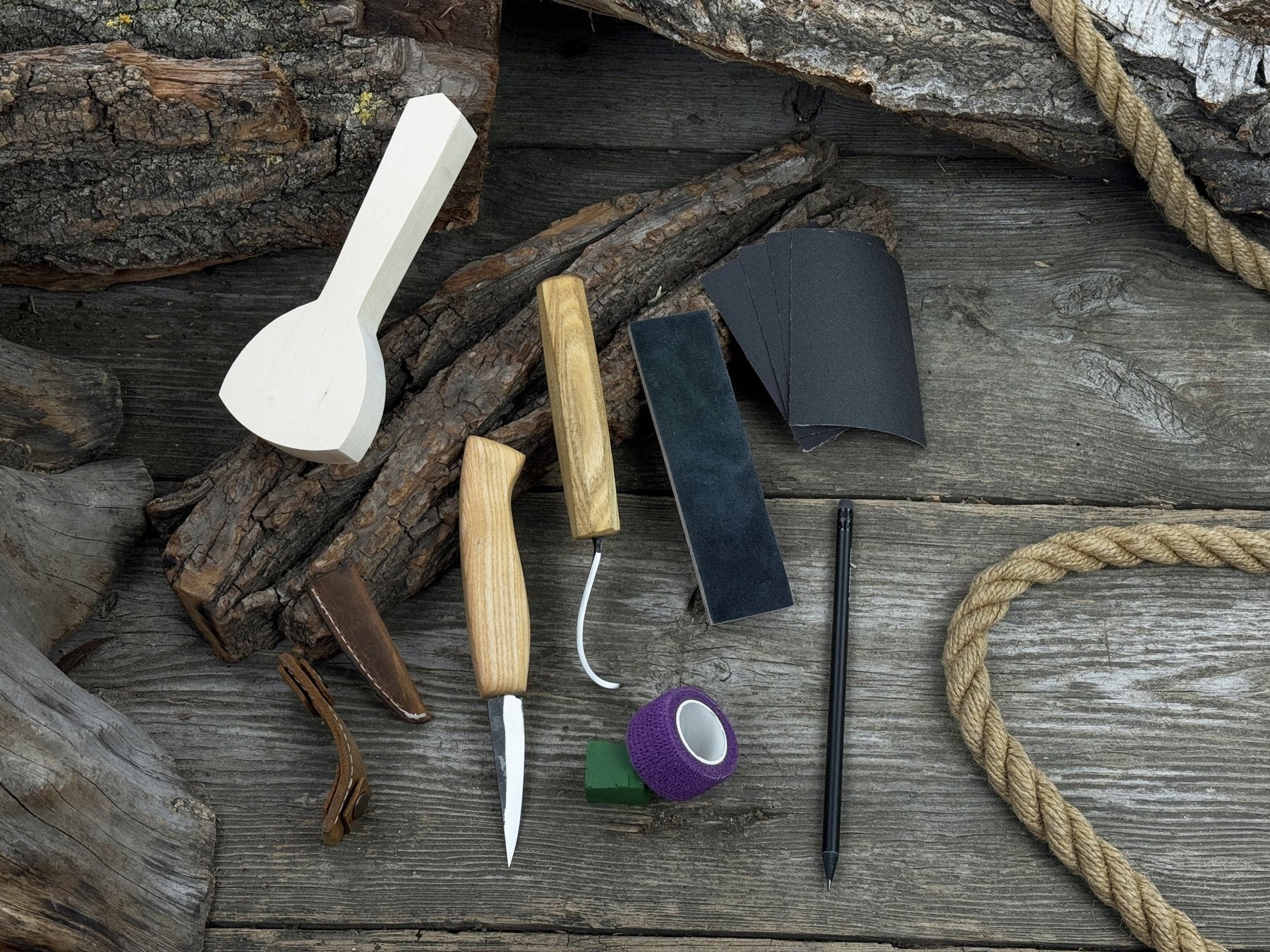 Whittle Your First Spoon – Beginner-Friendly Wood Carving Kit detail view by Sharky Forged Steel Tools