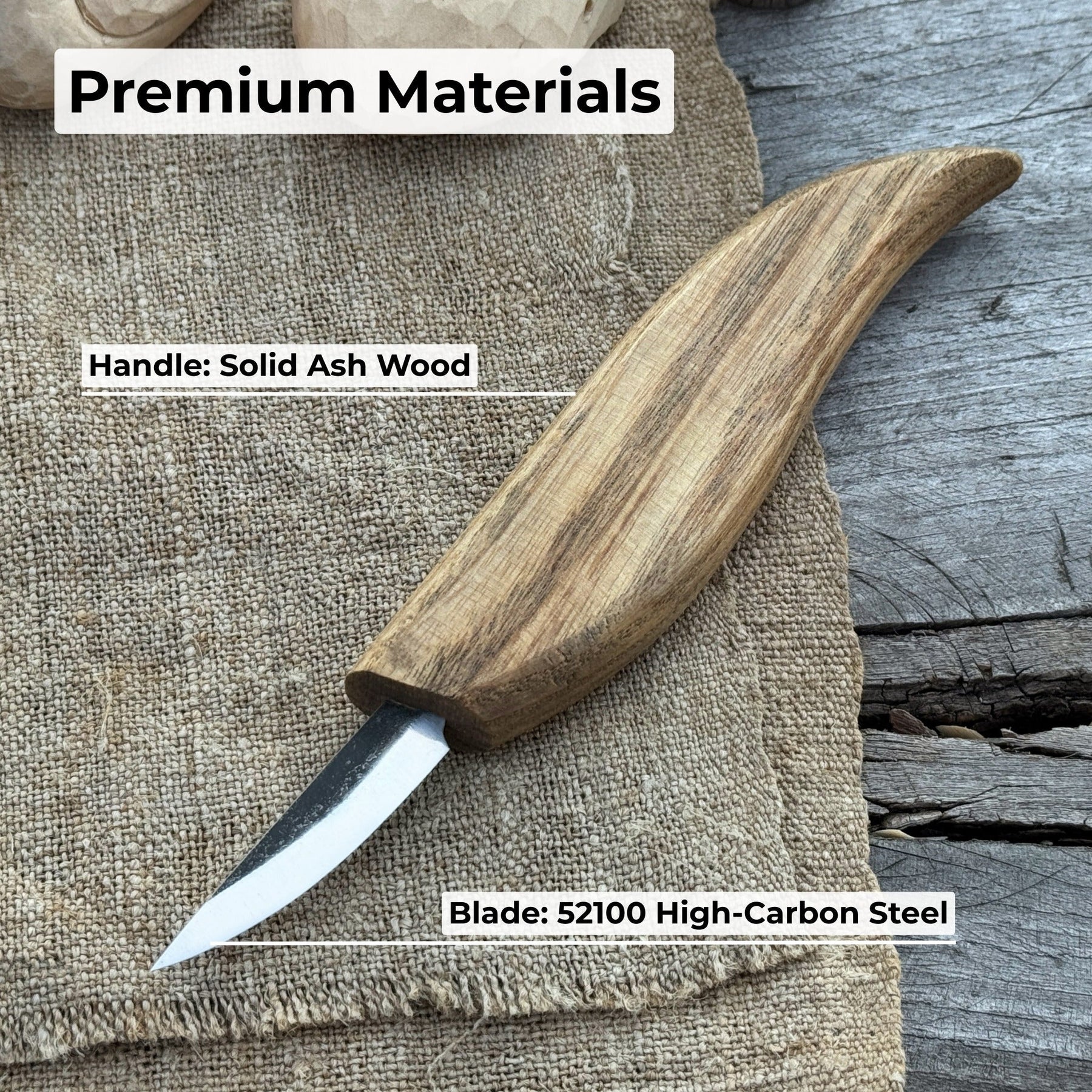 Whittling Knife for Wood Carving, 4.5 cm (1.77 inches) detail view by Sharky Forged Steel Tools