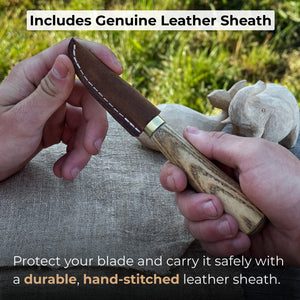 Whittling Sloyd Knife, 7.5 cm (2.95 inches) detail view by Sharky Forged Steel Tools
