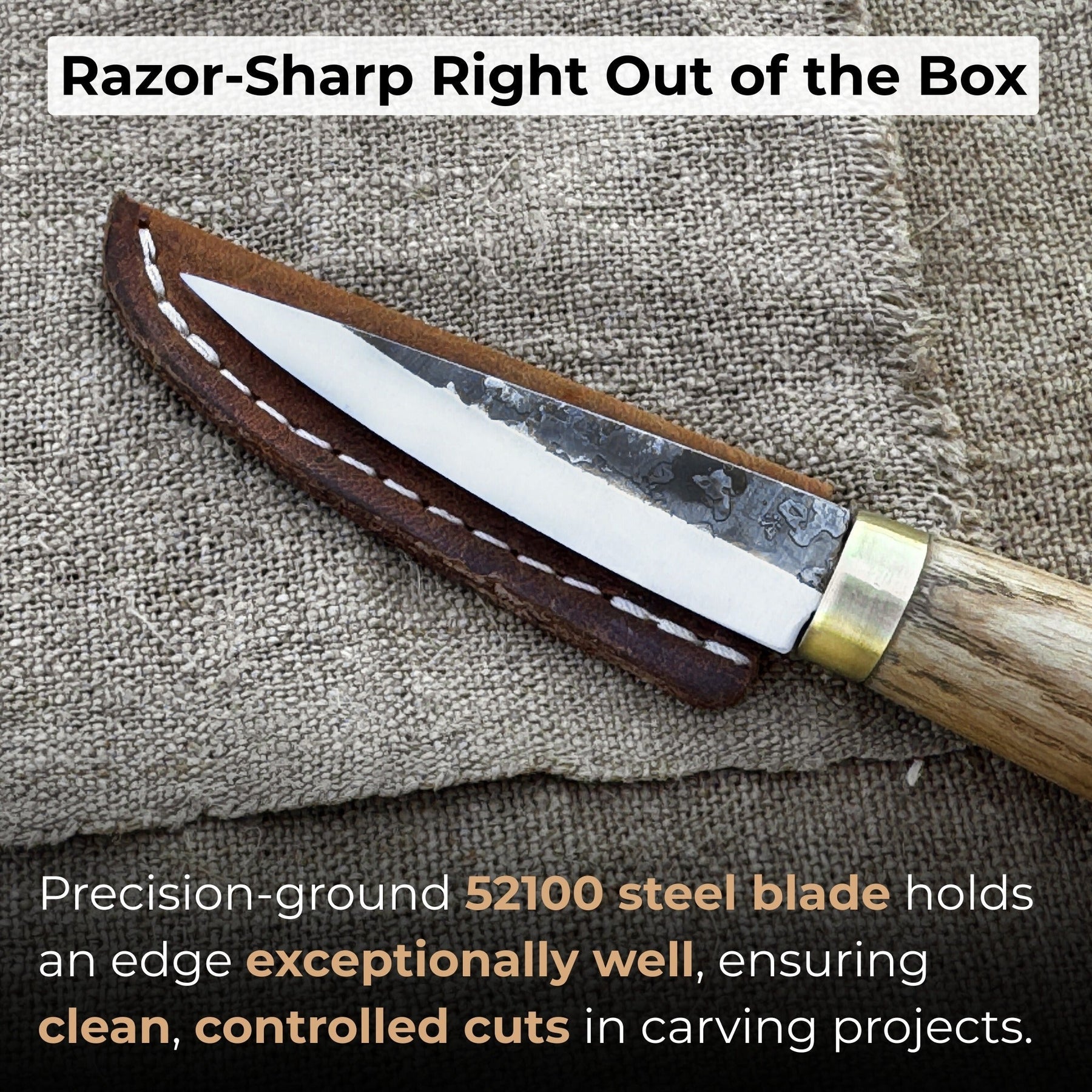 Whittling Sloyd Knife, 7.5 cm (2.95 inches) detail view by Sharky Forged Steel Tools