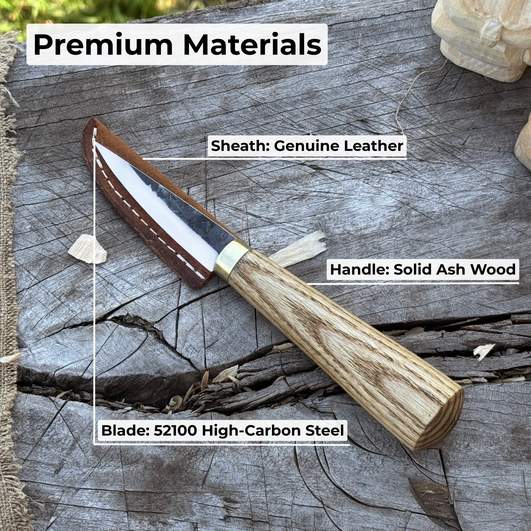 Whittling Sloyd Knife, 7.5 cm (2.95 inches) detail view by Sharky Forged Steel Tools
