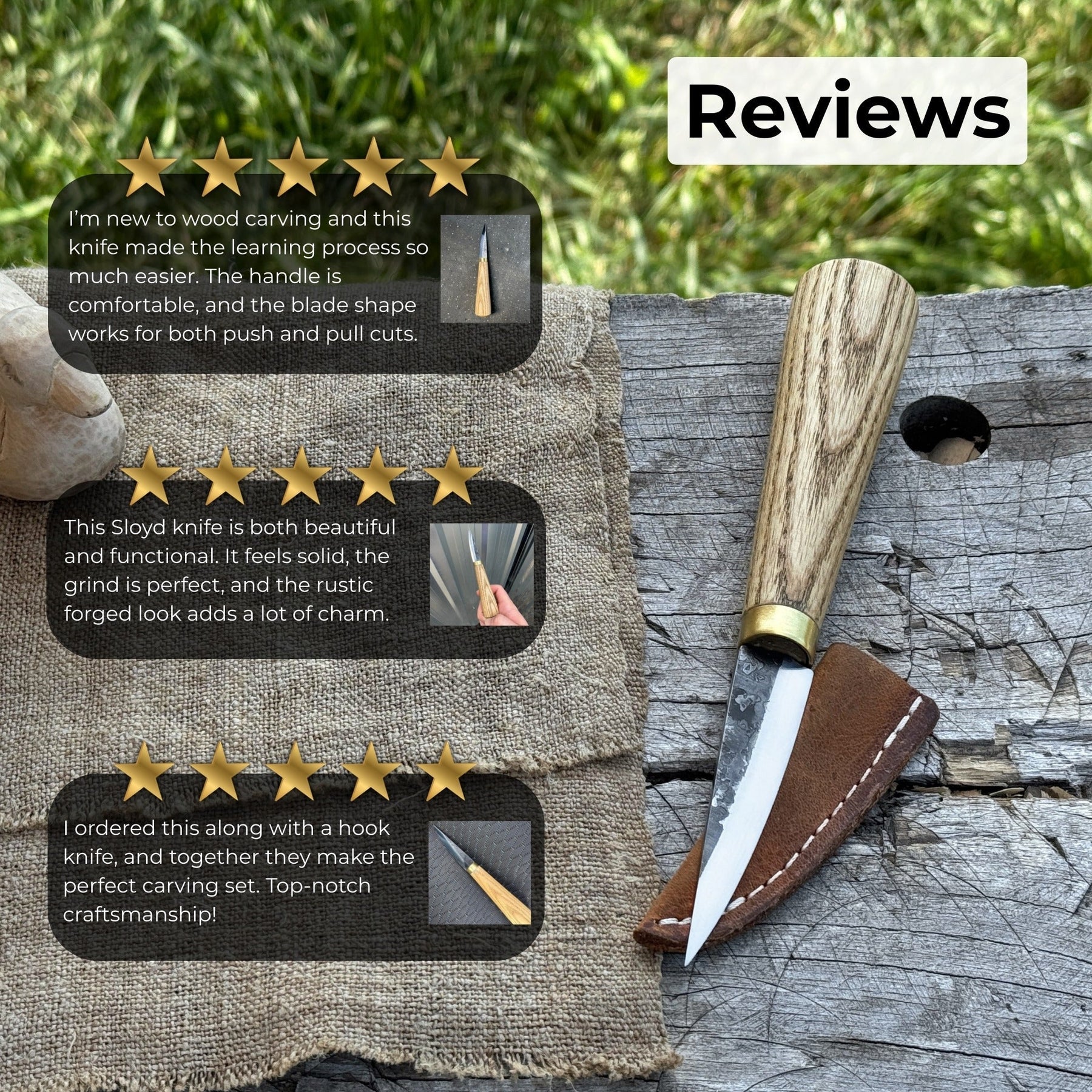 Whittling Sloyd Knife, 7.5 cm (2.95 inches) detail view by Sharky Forged Steel Tools