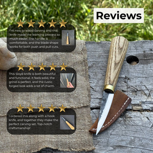 Whittling Sloyd Knife, 7.5 cm (2.95 inches) detail view by Sharky Forged Steel Tools