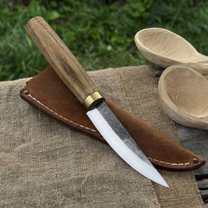 Whittling Sloyd Knife with Leather Sheath, 10 cm (3.94 inches) by Sharky Forged Steel Tools