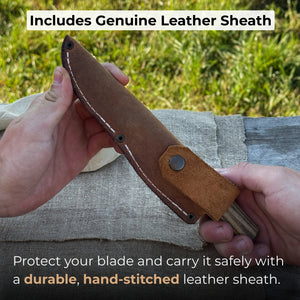 Whittling Sloyd Knife with Leather Sheath, 10 cm (3.94 inches) detail view by Sharky Forged Steel Tools