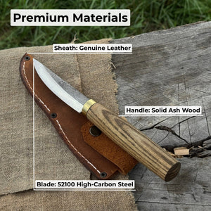 Whittling Sloyd Knife with Leather Sheath, 10 cm (3.94 inches) detail view by Sharky Forged Steel Tools