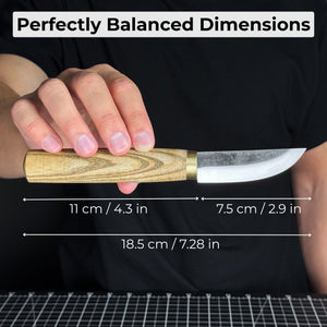 Whittling Sloyd Knife with Leather Sheath, 7.5 cm (2.95 inches) Blade detail view by Sharky Forged Steel Tools