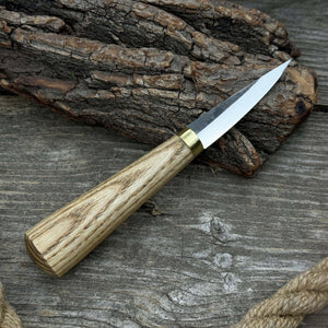 Whittling Sloyd Knife with Leather Sheath, 7.5 cm (2.95 inches) detail view by Sharky Forged Steel Tools