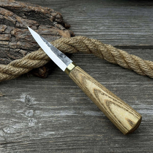 Whittling Sloyd Knife with Leather Sheath, 7.5 cm (2.95 inches) detail view by Sharky Forged Steel Tools