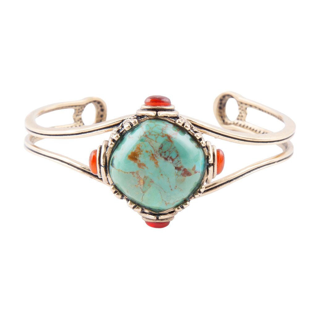 Wilder Turquoise Carnelian and Bronze Cuff Bracelet detail view by Barse Jewelry