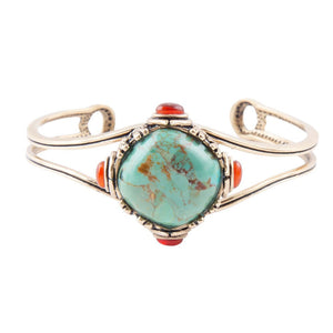 Wilder Turquoise Carnelian and Bronze Cuff Bracelet detail view by Barse Jewelry
