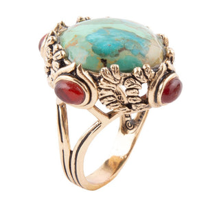 Wilder Blue Turquoise Golden Statement Ring by Barse Jewelry