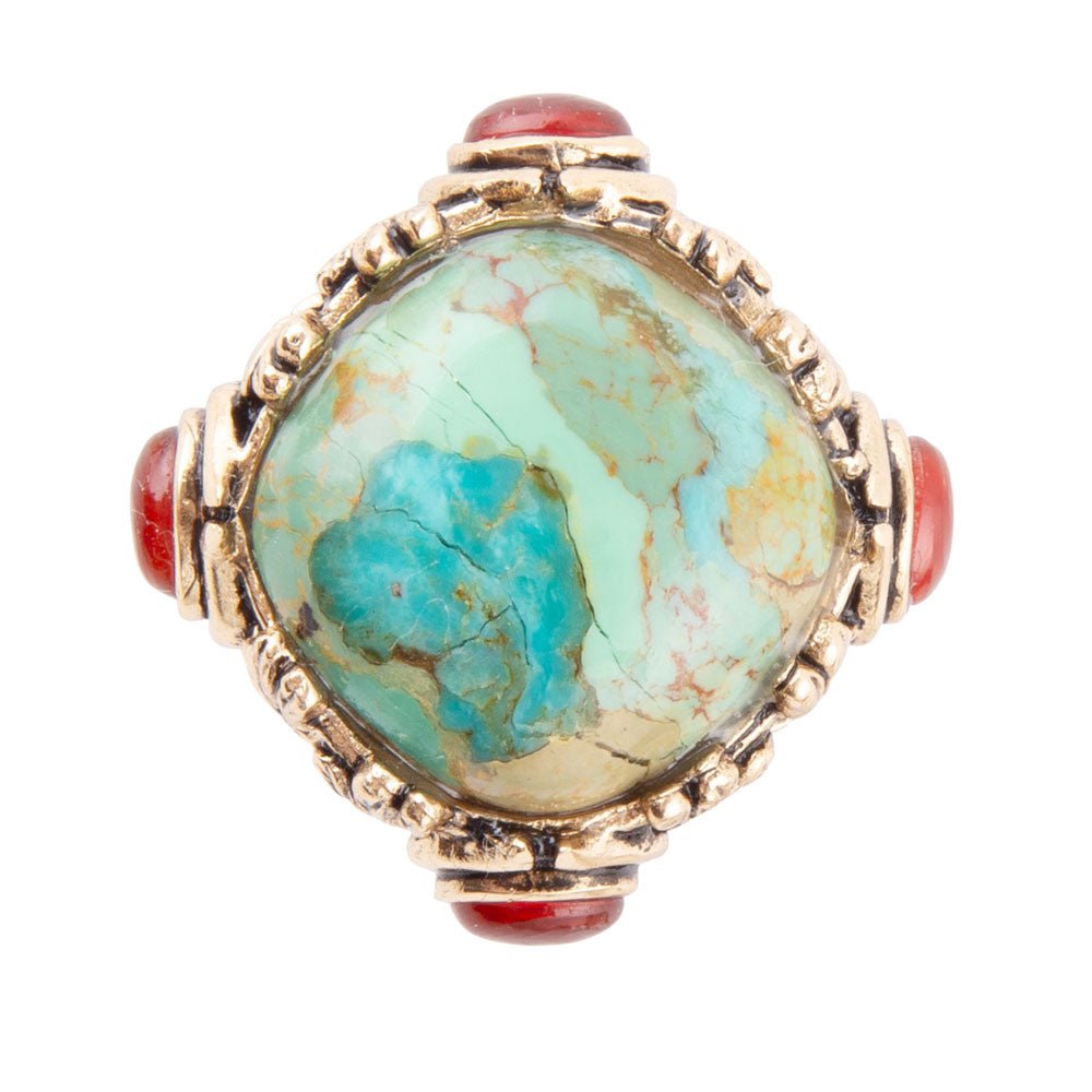 Wilder Blue Turquoise Golden Statement Ring detail view by Barse Jewelry