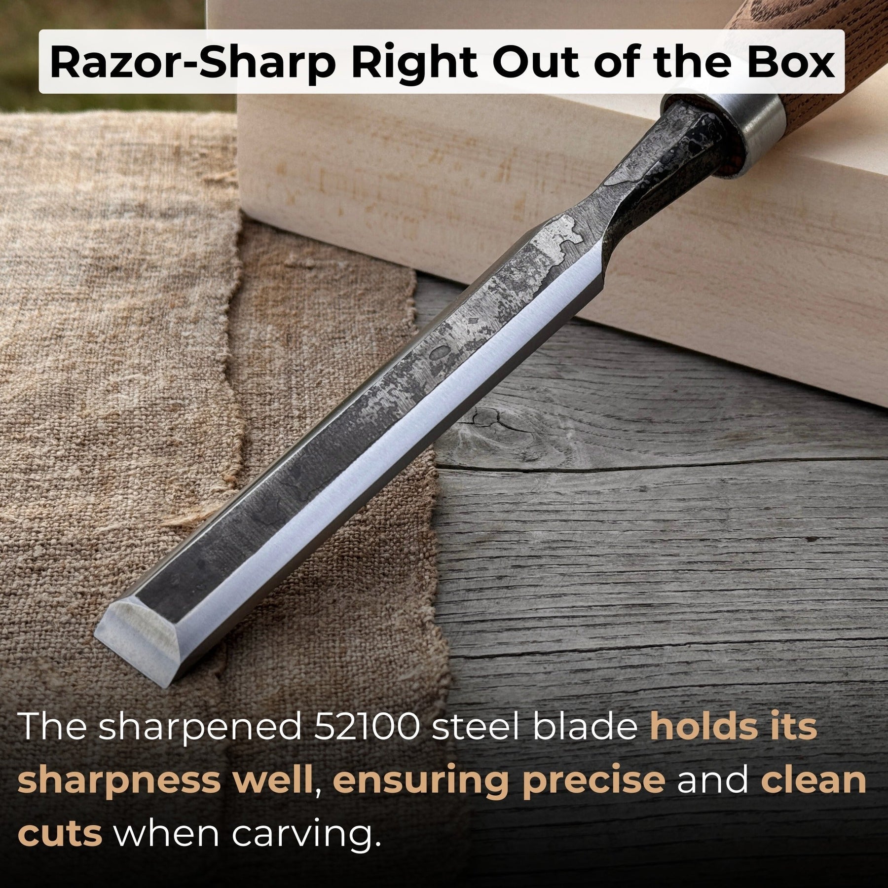 Wood Carving Chisel, 10 - 50 mm (0.39 - 1.97 inches) detail view by Sharky Forged Steel Tools