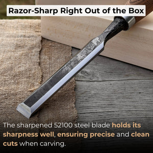 Wood Carving Chisel, 10 - 50 mm (0.39 - 1.97 inches) detail view by Sharky Forged Steel Tools