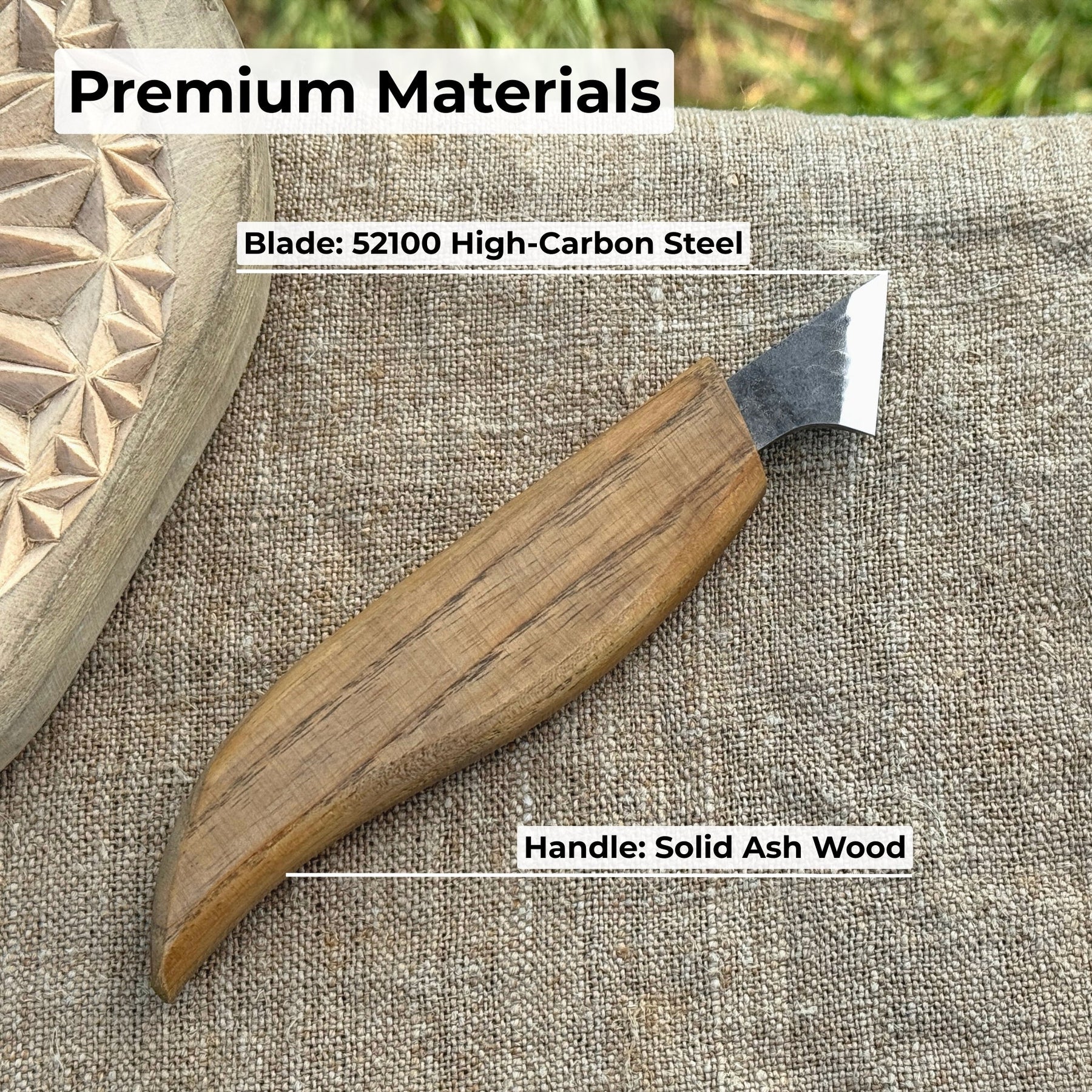 Wood Carving Knife, 2.5 cm (1 inch) detail view by Sharky Forged Steel Tools