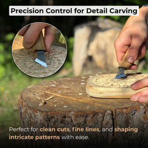 Wood Carving Knife, 2.5 cm (1 inch) detail view by Sharky Forged Steel Tools