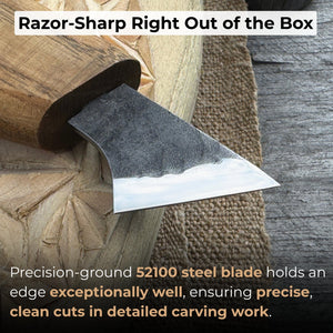 Wood Carving Knife, 2.5 cm (1 inch) detail view by Sharky Forged Steel Tools