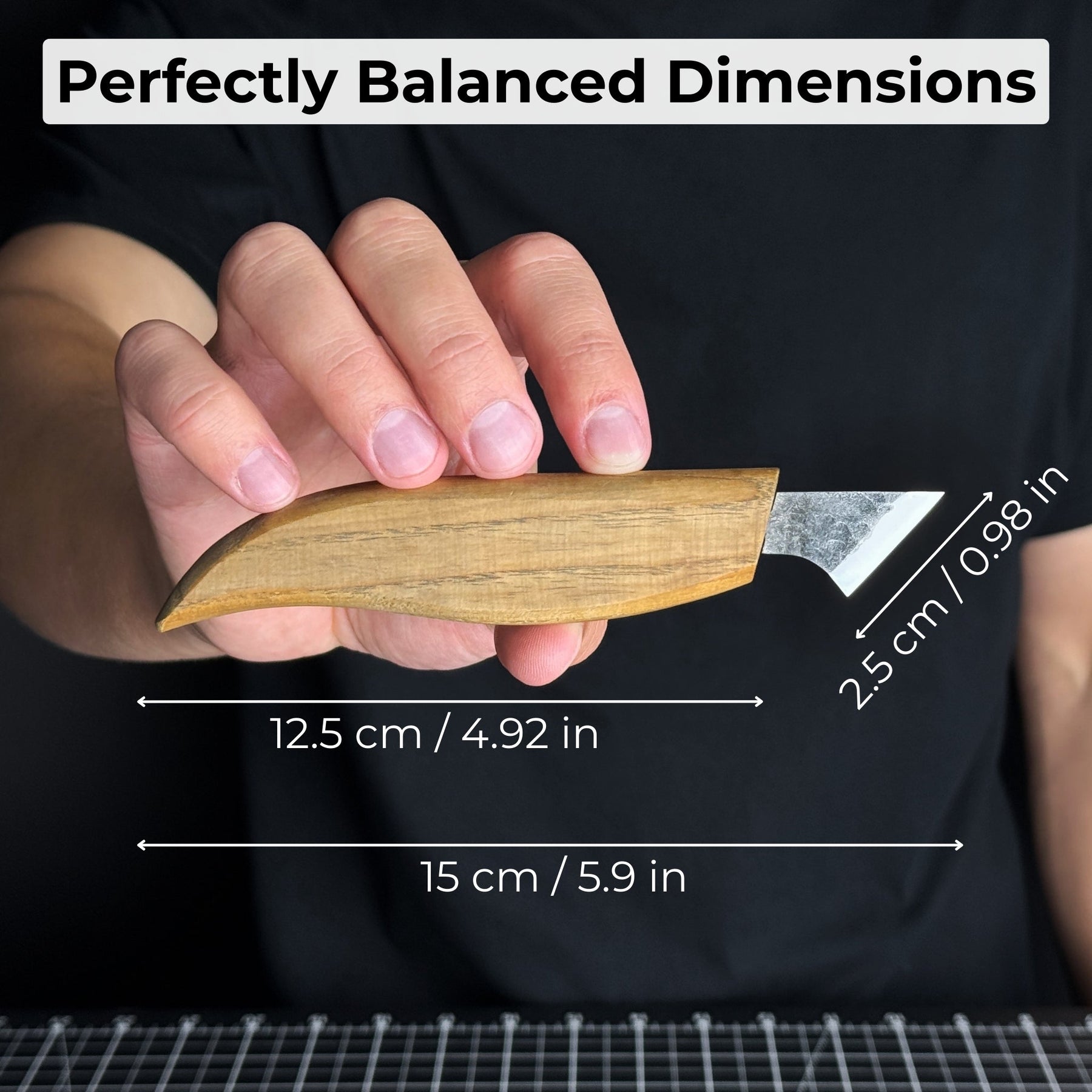Wood Carving Knife, 2.5 cm (1 inch) detail view by Sharky Forged Steel Tools