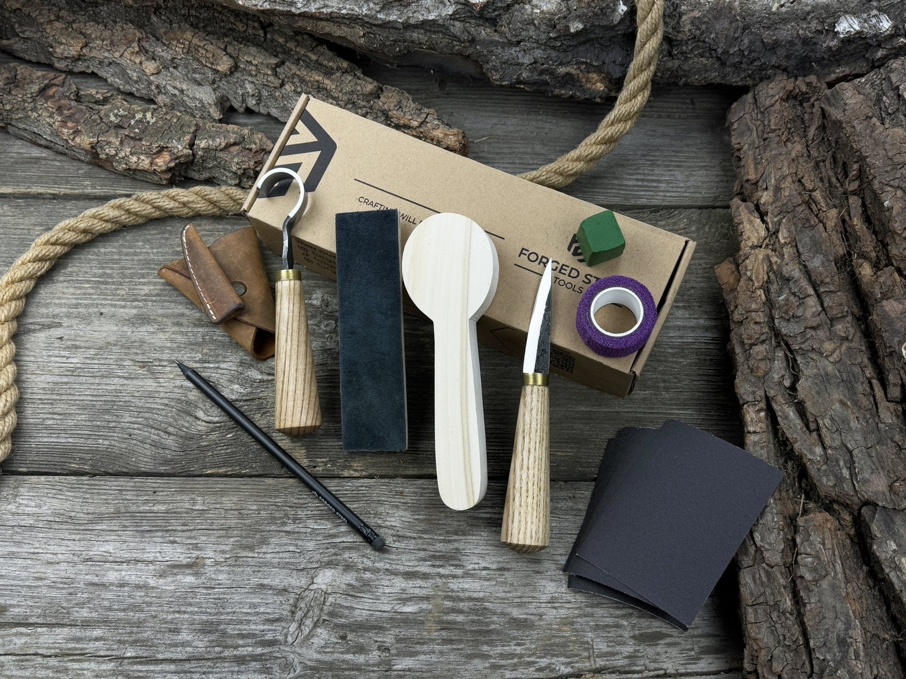 Wood Whittling Kit For Beginners – Spoon Carving Edition detail view by Sharky Forged Steel Tools