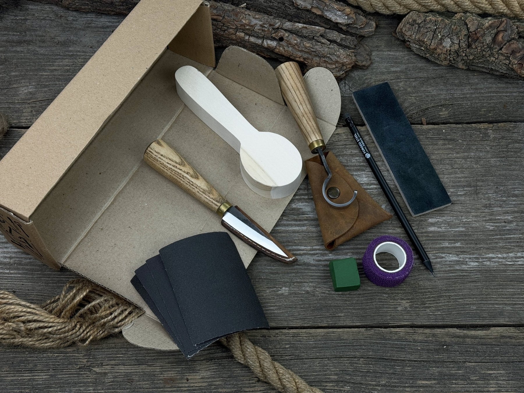 Wood Whittling Kit For Beginners – Spoon Carving Edition detail view by Sharky Forged Steel Tools
