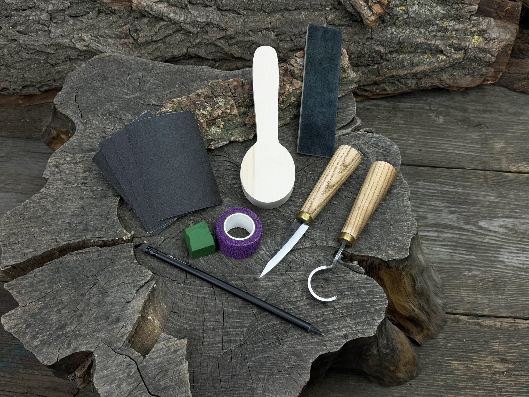 Wood Whittling Kit For Beginners – Spoon Carving Edition detail view by Sharky Forged Steel Tools