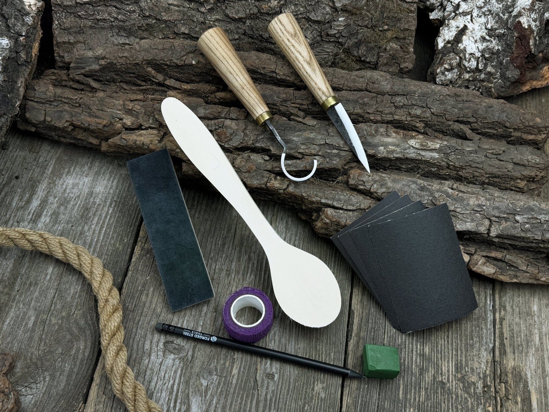 Wood Whittling Starter Kit – Spoon Carving Made Easy by Sharky Forged Steel Tools