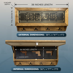 Family Tree Coat Rack Gun Concealment Decor - Handcrafted Wooden Gun Cabinets - Gun Shelf Hidden Storage for Rifles, Shotguns, & Handguns - Quick Acce by Bellewood Designs